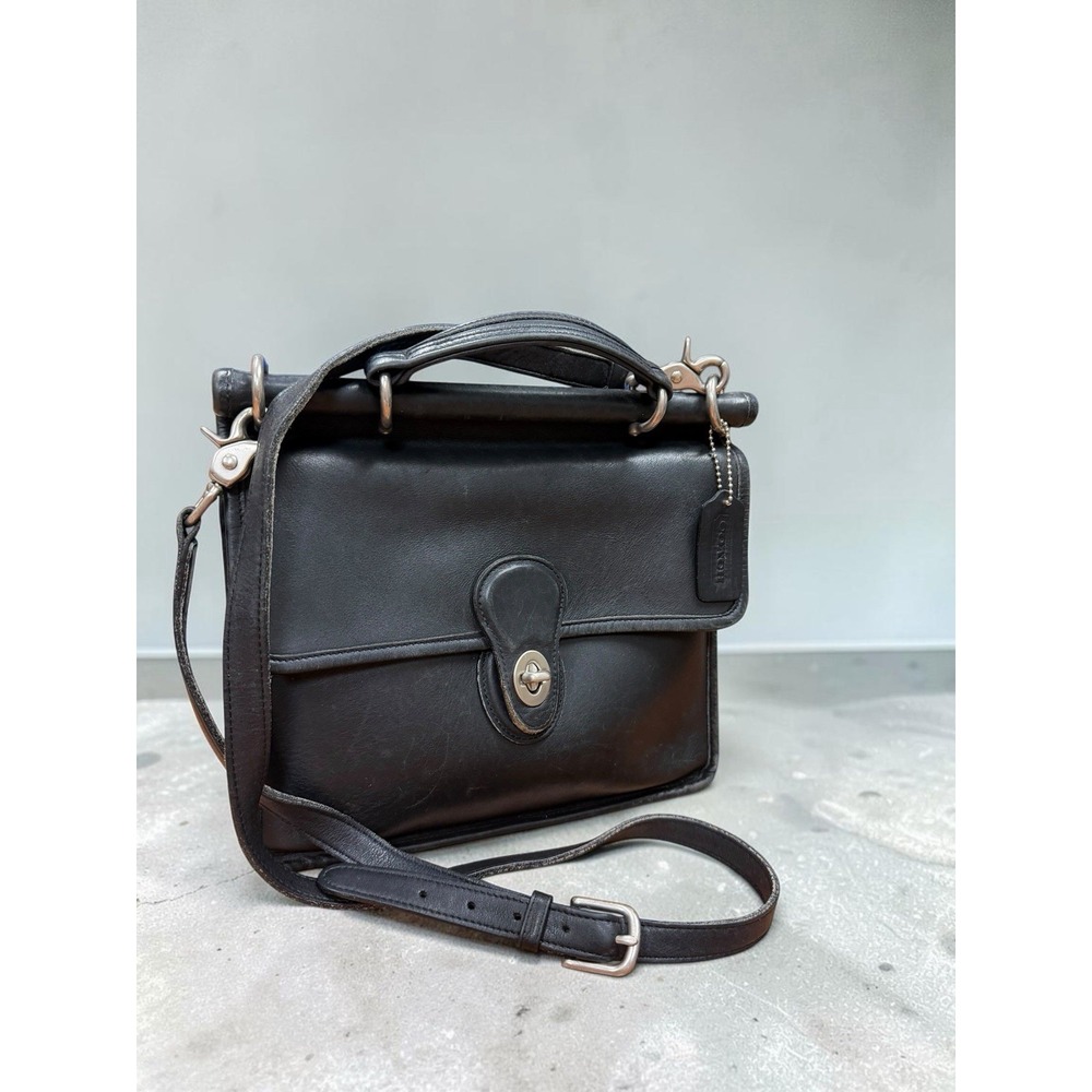 Vintage 1999 Coach Willis 9927 Black Glove Leather Nickel Crossbody Bag USA Era - Picture 2 of 16